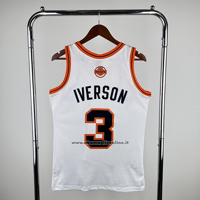 Maglia Denver Nuggets Allen Iverson No 3 Mitchell & Ness 2006-07 Bianco1